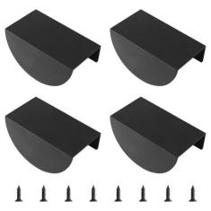 Imagem de MOROBOR Puxadores de borda de dedo, 4 peças de puxadores de armário em forma de meia lua, alças de gaveta de guarda-roupa de liga de alumínio com parafusos de montagem para gaveta de armário de