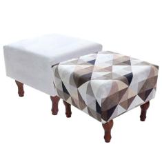 Imagem de Kit com 2 Puff Banqueta 40x40cm Quadrado Decorativo Pés Madeira
