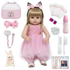 Imagem de Boneca Reborn Recém Nascida Bailarina Loira 46cm + Itens - Cegonha Reb