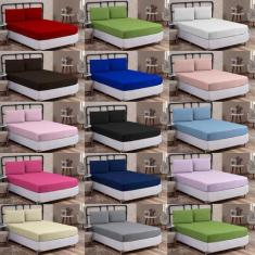Imagem de Jogo De Cama Box Casal 03 Peças Liso Com Elástico E Fronhas Cama Casal