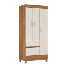 Imagem de guarda-roupa solteiro  3 pt 2 gv amêndola e off white