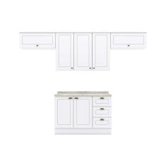 Imagem de Cozinha Completa Americana 5 Peças (3 Armários + 1 Balcão + 1 Complemento) C5P11 Branco - Henn
