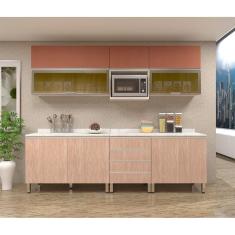 Imagem de Armário De Cozinha 8 Peças Com Tampo Crema Com Cumaru