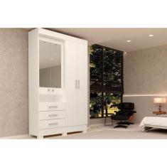 Imagem de Guarda Roupa Solteiro 4 Portas E 3 Gavetas C/ Espelho Débora Branco -