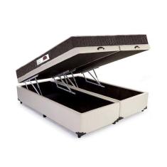 Imagem de Cama Box Baú King Colchão Molas Ensacadas + Box Bipartido Bege Sintético 67x198x203