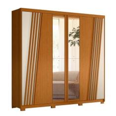 Imagem de Guarda Roupa 6 Portas Ouro Verde Com Espelho Cinamomo / Off White - Al