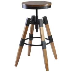 Imagem de Banqueta Alta de Madeira para Balcão Bancada Cozinha 90Kg Regulável Preta Masutti