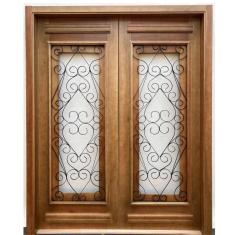 Imagem de Porta Dupla Madeira Maciça/Ferro Completa 186x213x16cm Cedro Rosa Madeira