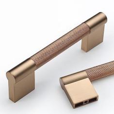 Imagem de Asidrama Pacote com 10 puxadores de armário de bronze champanhe 96 mm puxadores serrilhados para armário de cozinha puxadores de armário puxadores de gaveta puxadores de cômoda