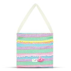 Imagem de QTKJ Bolsa de palha, sacola para mulheres, bolsa de ombro de tricô colorida, bolsa de mão de grande capacidade com acabamento em renda para gatos e pompom, bolsa de viagem para férias, combinação