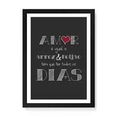 Imagem de Arte Maníacos Quadro Decorativo Amor é Igual a Arroz e Feijão - 23x16,25cm (Moldura caixa em laca )