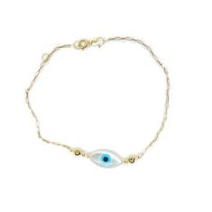 Imagem de Pulseira Com Pingente De Ouro 18K Olho Grego 13cm Infantil - Elegancy
