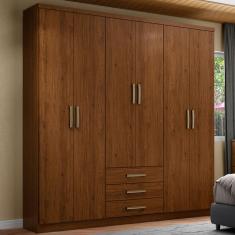 Imagem de Guarda-roupa Casal City 6 Portas 3 Gavetas Castanho Hp - Henn