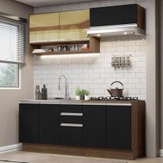 Imagem de Armário de Cozinha Compacta 200cm Rustic Preto Glamy Madesa 03