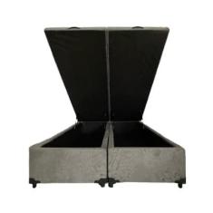 Imagem de Cama Box Baú Casal Bipartido Suede Cinza