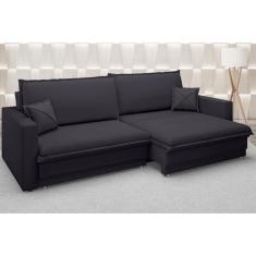 Imagem de Sofá Tango 2,60M Sem Caixa, Retrátil E Reclinável Velosuede Preto - Netsofas