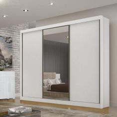 Imagem de Guarda Roupa Casal com Espelho 3 Portas 6 Gavetas San Paulo Gold Branco