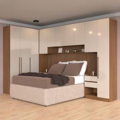Imagem de Guarda-roupa Modulado Casal Bartira Lugano 10 Portas 6 Gavetas 14 Prateleiras 6 Peças com 322,6 cm de Largura – Avelã/Capuccino 