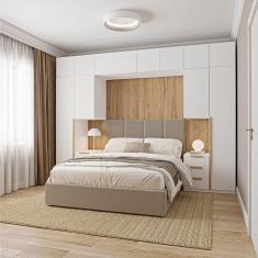 Imagem de Guarda-Roupa Modulado 10 Peças 12 Portas 2 Mesas cabeceira Jade CabeCasa MadeiraMadeira Branco Fosco