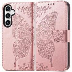 Imagem de MEUPZZK Capa para Samsung Galaxy S23 FE, capa carteira para Samsung S23 FE 5G, couro PU premium borboleta em relevo [suporte] [compartimentos para cartões] [alça de pulso] [6,4 polegadas] capa de