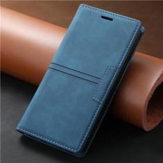 Imagem de Capa de telefone de couro ultrafino para Samsung Galaxy S9 S10 S20 FE S21 Plus S22 S23 Ultra Note 20 10 Capa magnética para cartão tipo carteira, azul, para Samsung Note 10 Plus