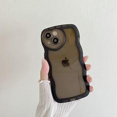 Imagem de Capa de silicone macia ondulada transparente para iPhone 14 13 12 11 Pro Max X XR XS 8 7 Plus Love Heart Lens Protection Candy Cover, Black, For 8Plus 7Plus