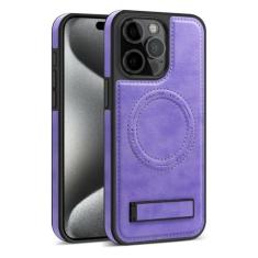 Imagem de Capa de telefone magnética com suporte invisível de couro para iPhone 11 12 13 14 15 Pro Max 14 15 Plus 15Pro Capa de telefone com suporte, roxo profundo, para iPhone 14 Pro