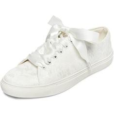 Imagem de JIAJIA 8831Y Sapatos de casamento, sapatos de noiva, sapatilhas, tênis de renda, Marfim, 34