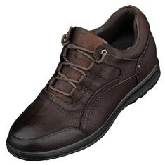 Imagem de CALTO Sapatos masculinos invisíveis que aumentam a altura – Couro com cadarço leve casual – 7 cm mais alto, Marrom escuro, 38