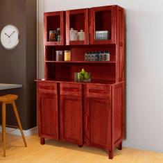 Imagem de Armário de Cozinha Bahia 6 Portas 3 Gavetas com Vidro Marrom - Rodmóveis