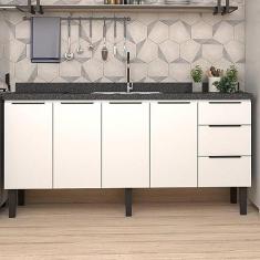 Imagem de Balcão de Cozinha 4 Portas 3 Gavetas 174cm Júpiter Cozimax Branco