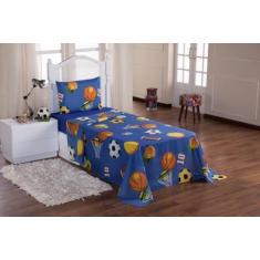 Imagem de Jogo De Lençol Infantil 3 Peças Quarto Menino Menina Decora (Futebol Azul)