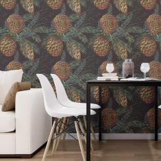Imagem de Papel De Parede Adesivo Pinheiro E Pinhas N07004 Rolo0,58X3M