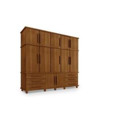 Imagem de Guarda Roupa Casal Londres 5 Portas 6 Gavetas Com Sapateira Amêndoa- L