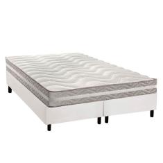 Imagem de Cama Box King: Colchão Espuma D33 Paropas D45/ Pro Sono Double Face Prata + Base crc Courano White (193x203)