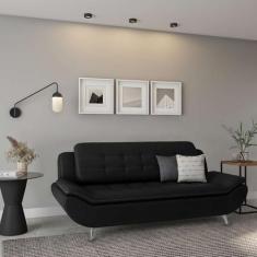 Imagem de Sofá 3 Lugares Narciso Preto - Mobly