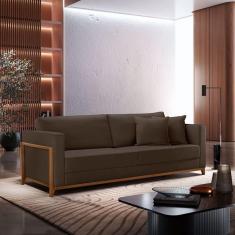 Imagem de Sofá Fixo 3 Lugares Paris Veludo 90cm X 88cm X 2,14cm Veludo Marrom