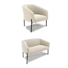 Imagem de Sofá Namoradeira e Poltrona Pé Ferro Preto Stella Bouclê D03 - D`Rossi