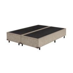 Imagem de Cama Box casal Bipartido suede bege 37x138x188 - Real Comfort estofado