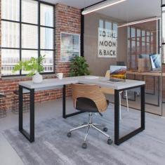 Imagem de Escrivaninha em L Yon Operacional 120x70x75 Branco/Preto