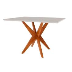 Imagem de Mesa De Sala Jantar Donna 120 Cm C/ Tampo Madeirado C/ Vidro Natural - Nesher