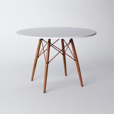 Imagem de Mesa Eiffel Wood Cobre Tampo De Madeira 90cm Branco