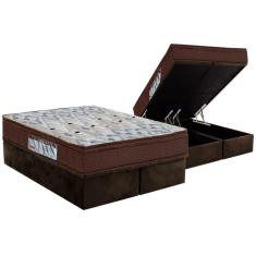 Imagem de Cama Box Baú Queen: Colchão Espuma Ortobom D45 / EP ISO 150 Mega Firme + Base CRC Suede Brown(158x198)