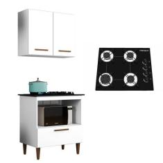 Imagem de Kit Balcão Cooktop Chamalux 4 Bocas E Armario Aereo - Kaiki Móveis