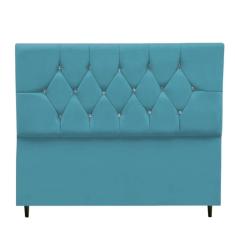 Imagem de Cabeceira Cama Box King 195 cm Geovana Suede Azul Turquesa