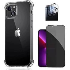 Imagem de Kit Capa Capinha Transparente + Película 3D Vidro Privacidade + Pelícu