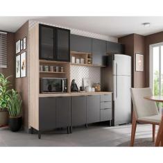 Imagem de Cozinha Compacta Firenze I 10 Pt 2 Gv Avena E Grafito - Demóbile