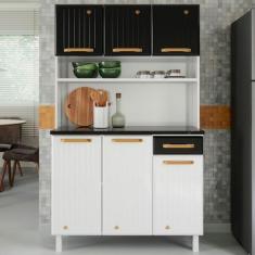 Imagem de Cozinha de Aço Compacta Diamante 6 Portas 1 Gaveta Branco/Preto 818223