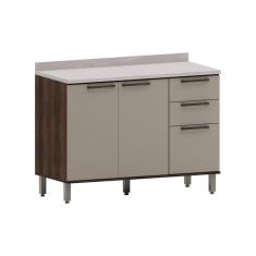 Imagem de Balcão De Cozinha Sem Tampo 120cm 3 Portas E 2 Gavetas Luna Luciane Móveis