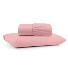 Imagem de Jogo Cama Lençol Bali Solteiro Percal 180 Fios 100% Algodão Ponto Palito 2 Peças - Rosa